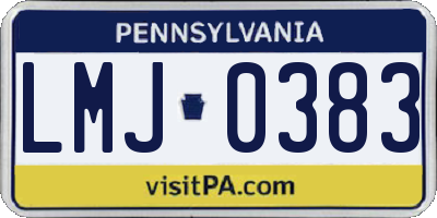 PA license plate LMJ0383