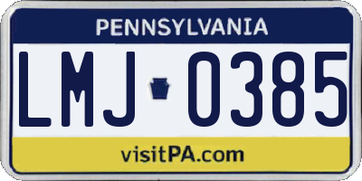 PA license plate LMJ0385