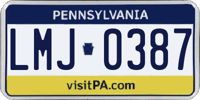 PA license plate LMJ0387