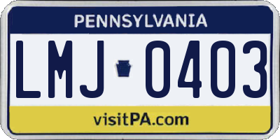 PA license plate LMJ0403