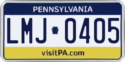 PA license plate LMJ0405