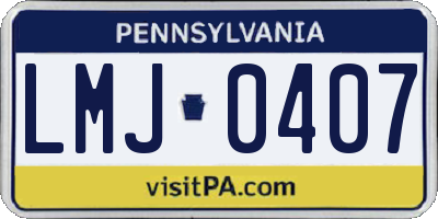 PA license plate LMJ0407