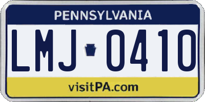 PA license plate LMJ0410