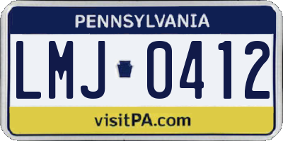 PA license plate LMJ0412