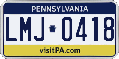 PA license plate LMJ0418
