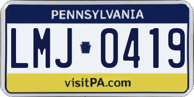 PA license plate LMJ0419