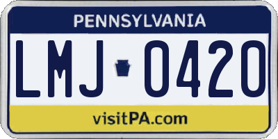 PA license plate LMJ0420