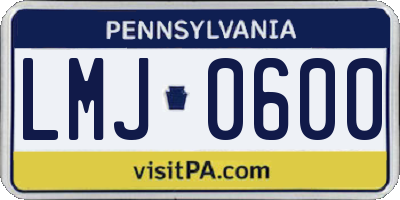 PA license plate LMJ0600