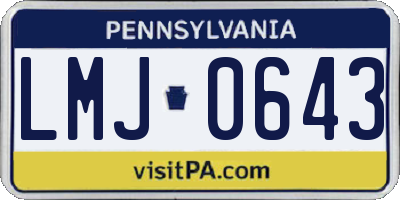 PA license plate LMJ0643