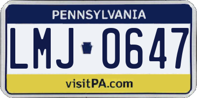 PA license plate LMJ0647
