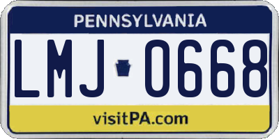 PA license plate LMJ0668