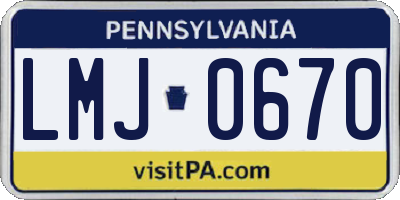 PA license plate LMJ0670
