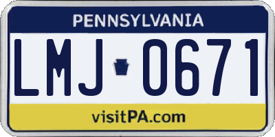 PA license plate LMJ0671