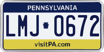 PA license plate LMJ0672
