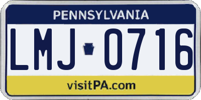 PA license plate LMJ0716