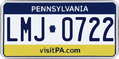 PA license plate LMJ0722