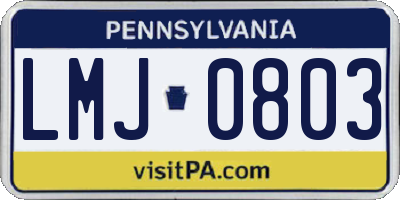 PA license plate LMJ0803