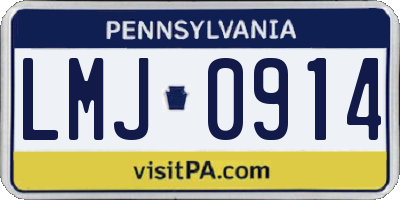 PA license plate LMJ0914