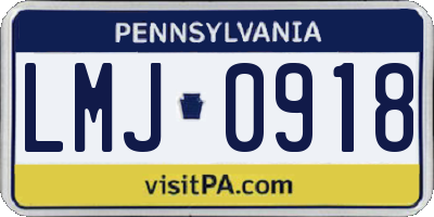 PA license plate LMJ0918