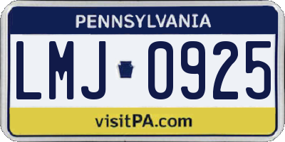 PA license plate LMJ0925