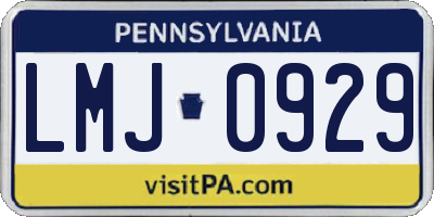 PA license plate LMJ0929