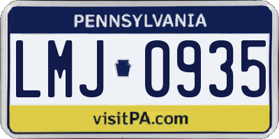 PA license plate LMJ0935