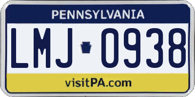 PA license plate LMJ0938