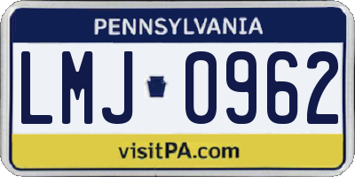 PA license plate LMJ0962