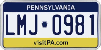 PA license plate LMJ0981