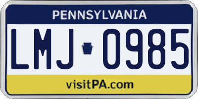 PA license plate LMJ0985