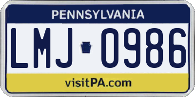 PA license plate LMJ0986