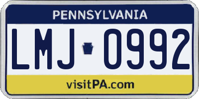 PA license plate LMJ0992