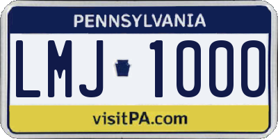 PA license plate LMJ1000