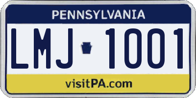 PA license plate LMJ1001