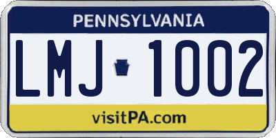 PA license plate LMJ1002