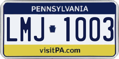 PA license plate LMJ1003
