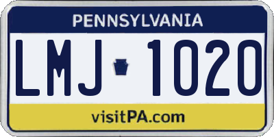 PA license plate LMJ1020