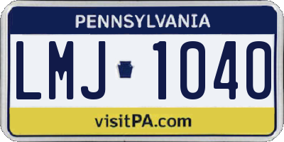 PA license plate LMJ1040