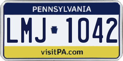 PA license plate LMJ1042