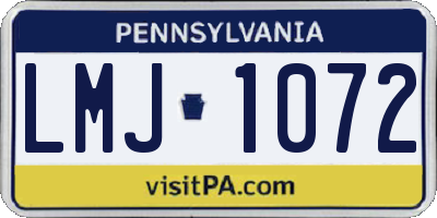 PA license plate LMJ1072