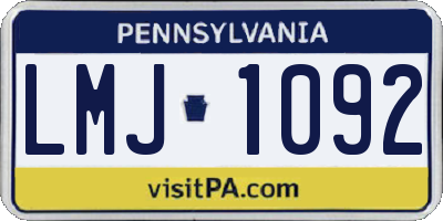 PA license plate LMJ1092