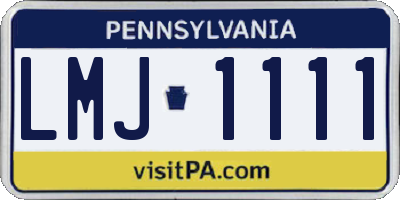 PA license plate LMJ1111