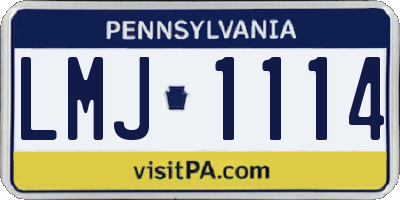 PA license plate LMJ1114