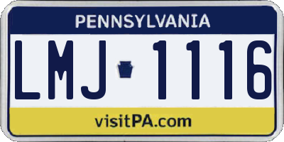 PA license plate LMJ1116