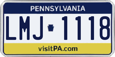 PA license plate LMJ1118