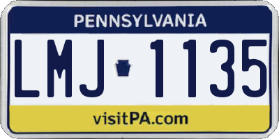 PA license plate LMJ1135