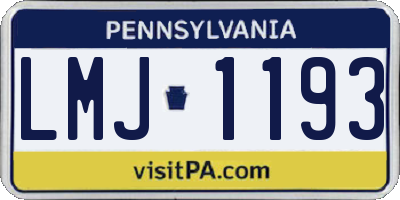 PA license plate LMJ1193