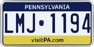 PA license plate LMJ1194