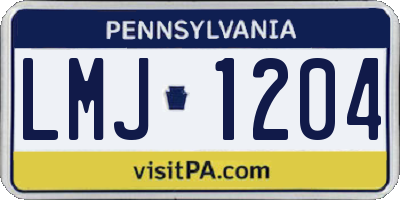 PA license plate LMJ1204