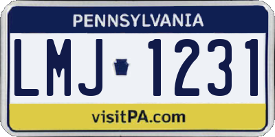 PA license plate LMJ1231
